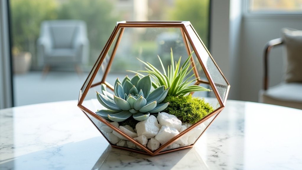 artistic geometric terrarium centerpieces