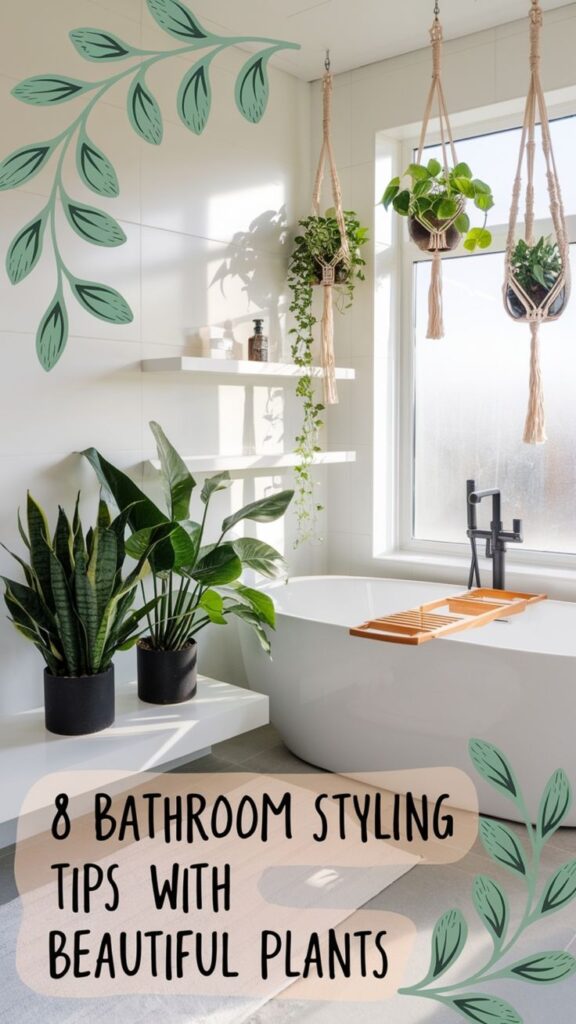 bathroom styling with plants