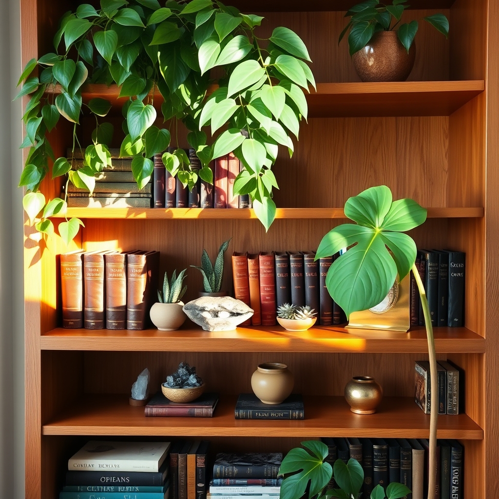 botanical bookshelf aesthetics