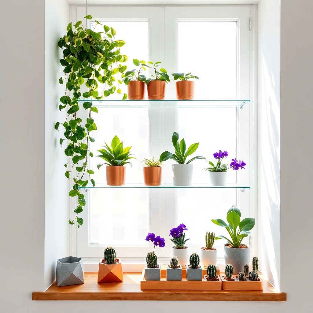 bright plants in windows