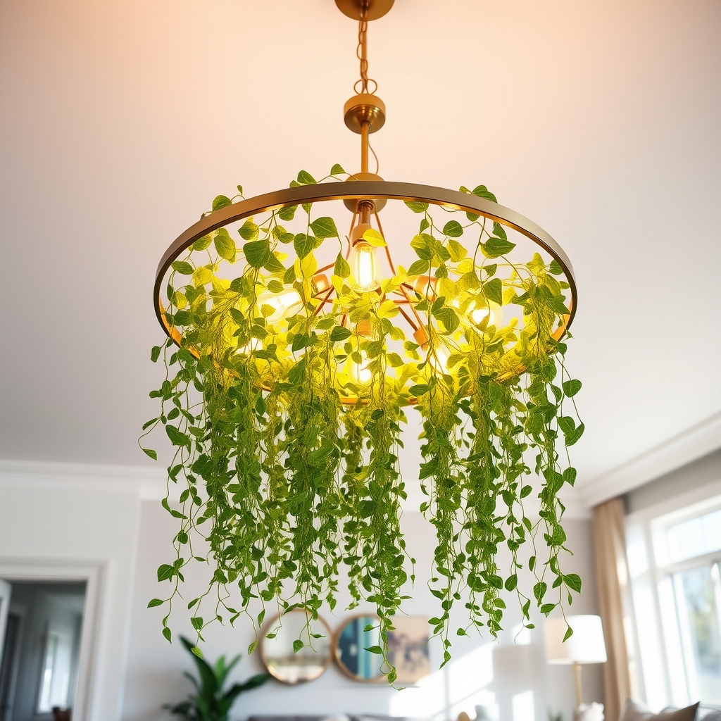 chandelier adorned with plants