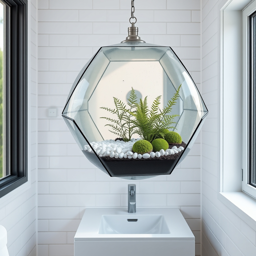 compact bathroom plant display