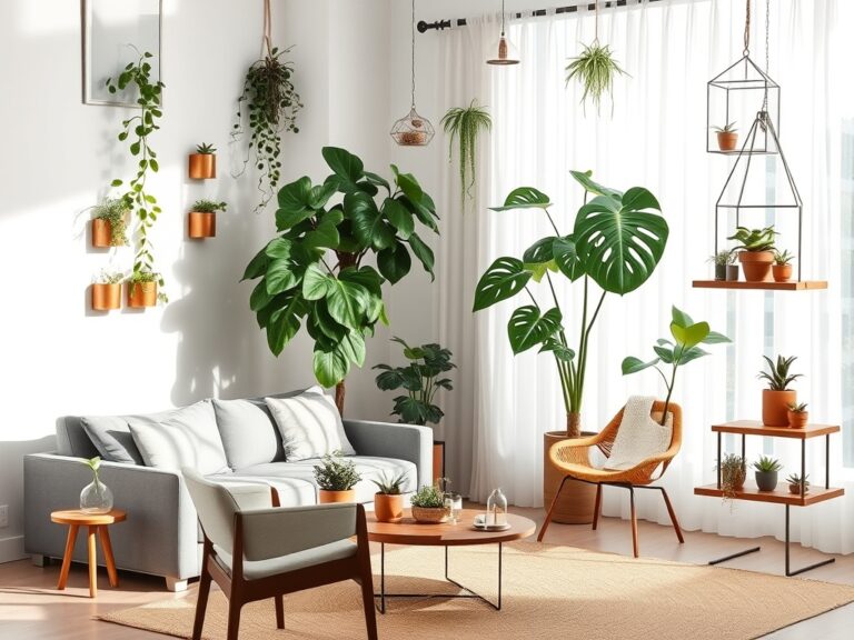 cozy living room plants