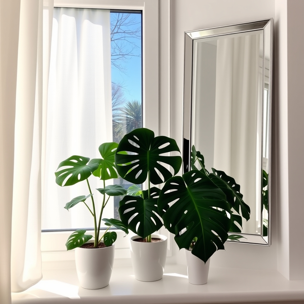 decorative plant mirror display