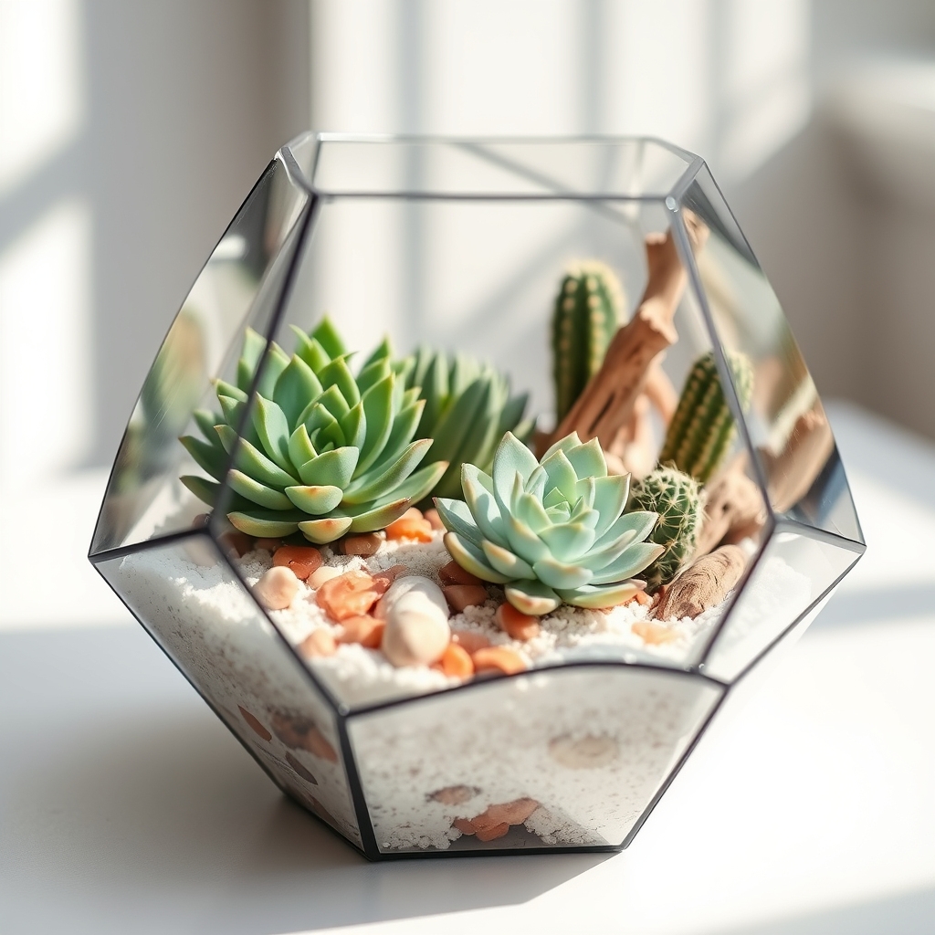 desert inspired succulent terrarium