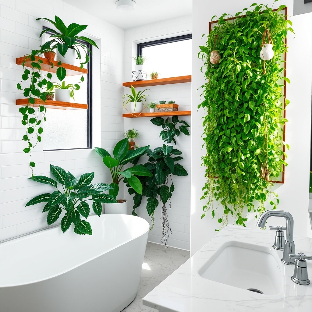 enhance bathroom with greenery