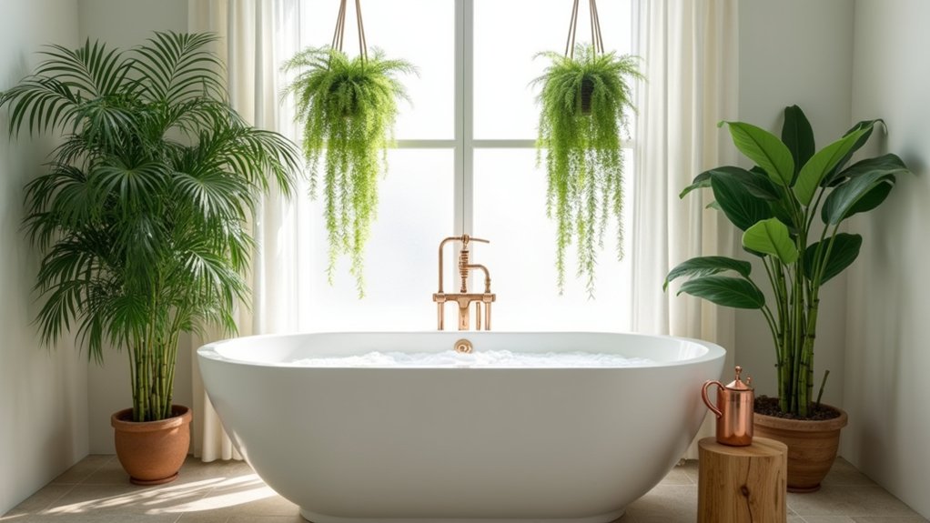 framing bath with plants