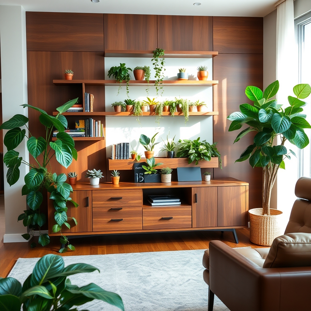 functional furniture with plants