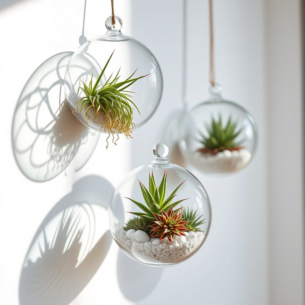 hanging glass plant displays