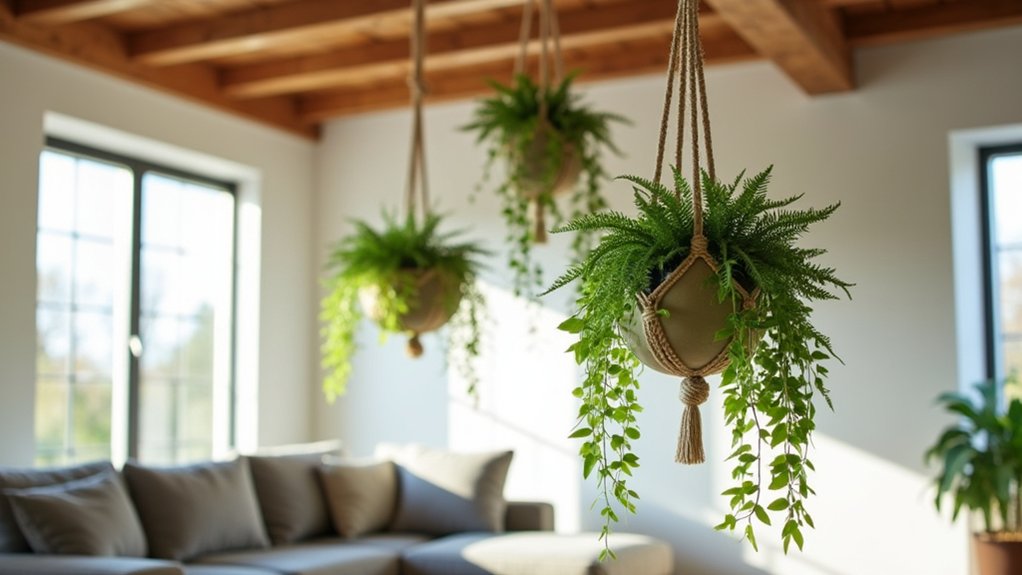 hanging planters add depth