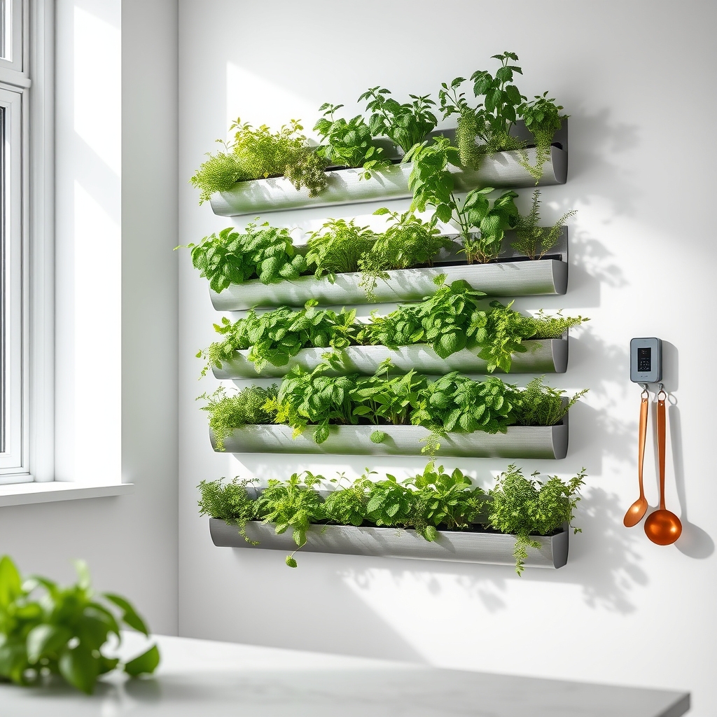 herb wall planter installation