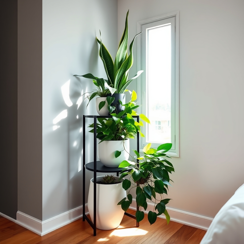 indoor plant display setup