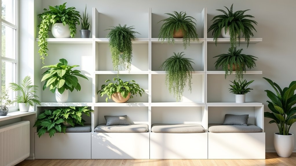 integrated shelving for plants