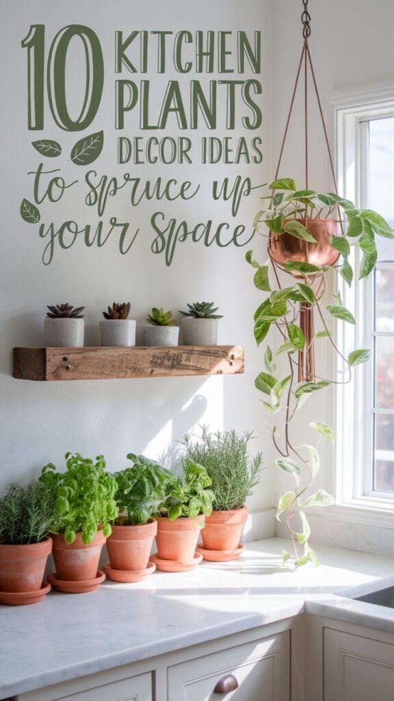 kitchen with plants decor