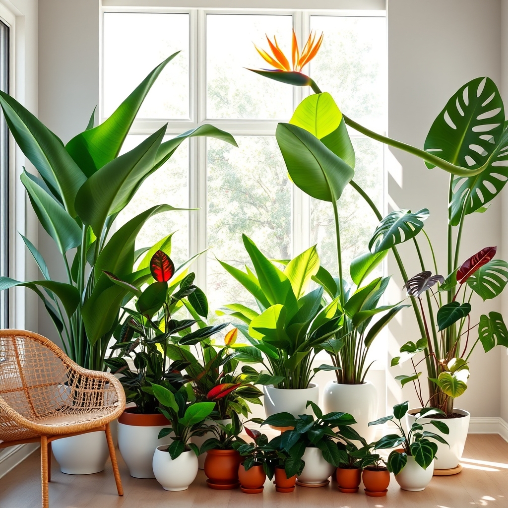 lush tropical plant arrangement