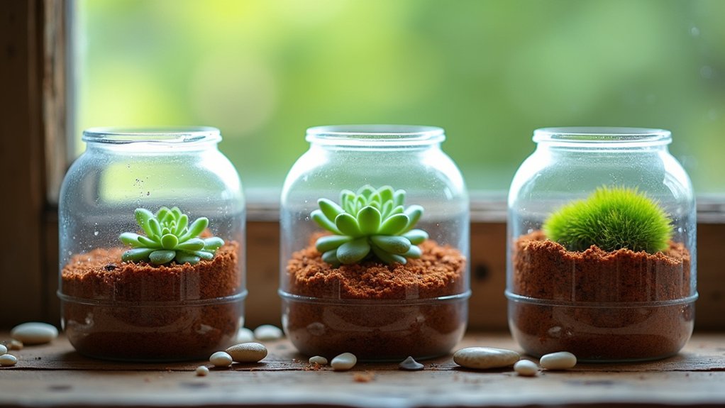 miniature bottle terrariums crafted