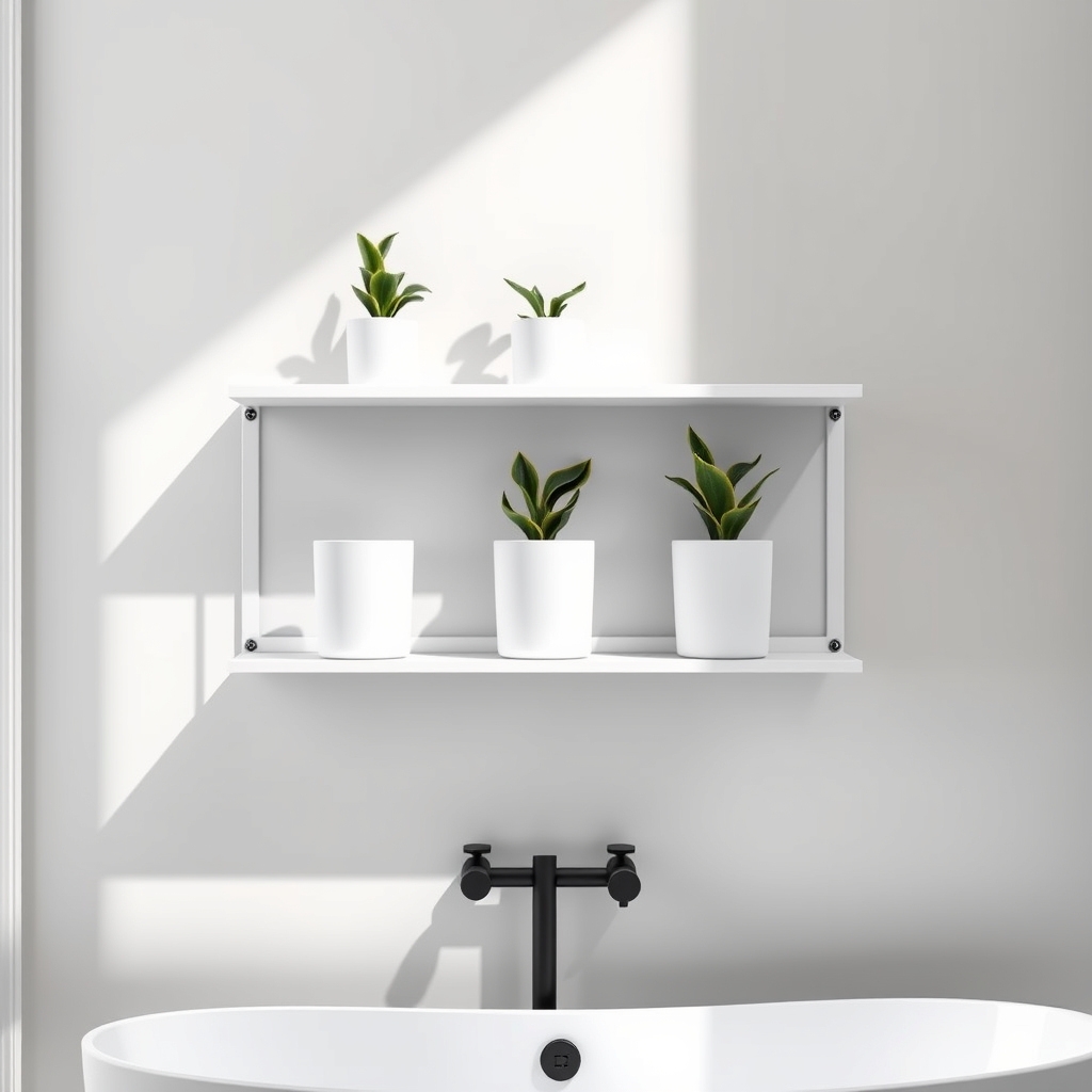 modern minimalist bathroom shelving
