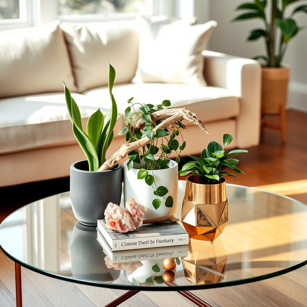 plant inspired coffee table decor