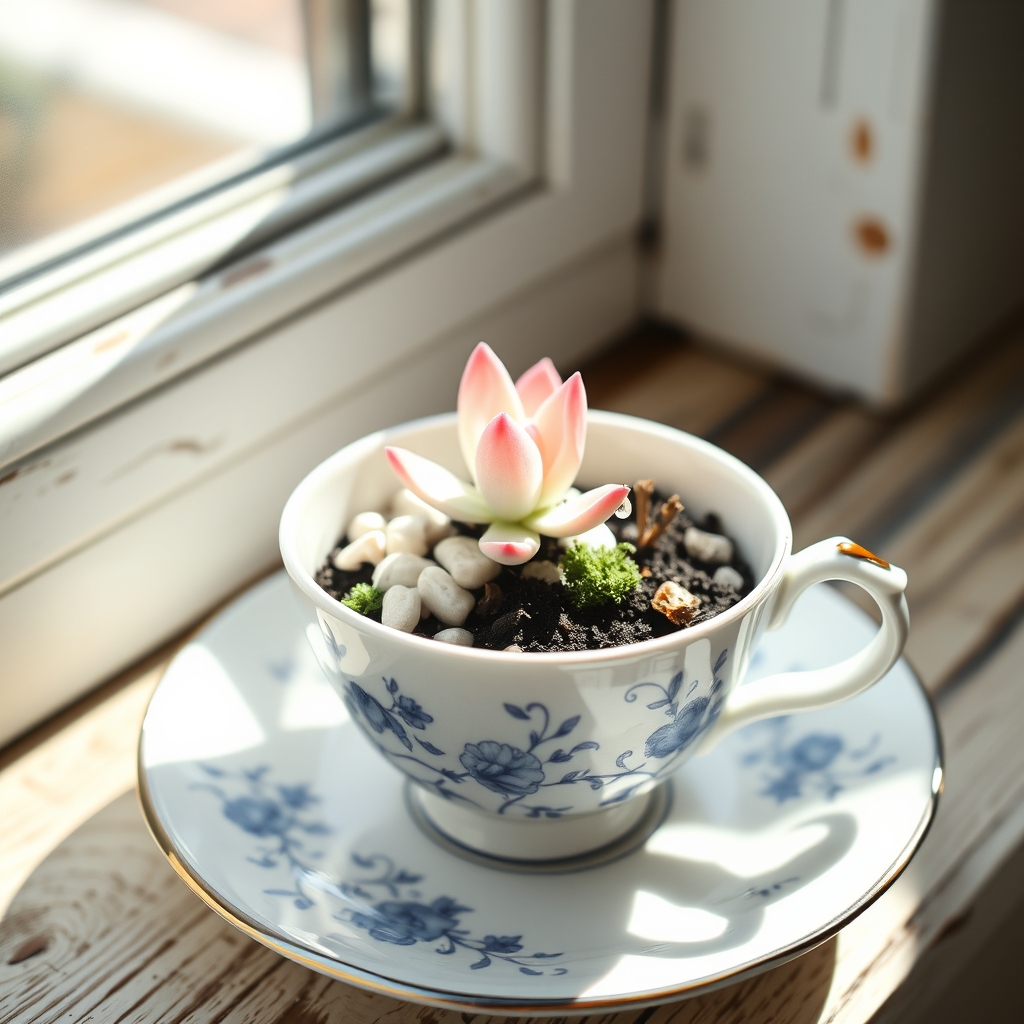 quirky teacup plant nook