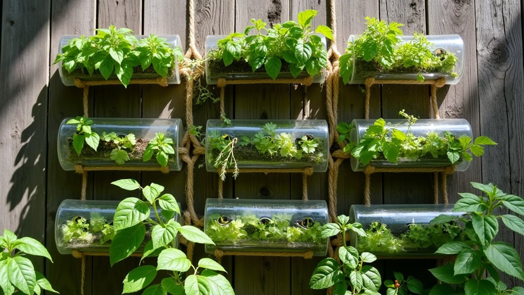 recycled bottle vertical garden