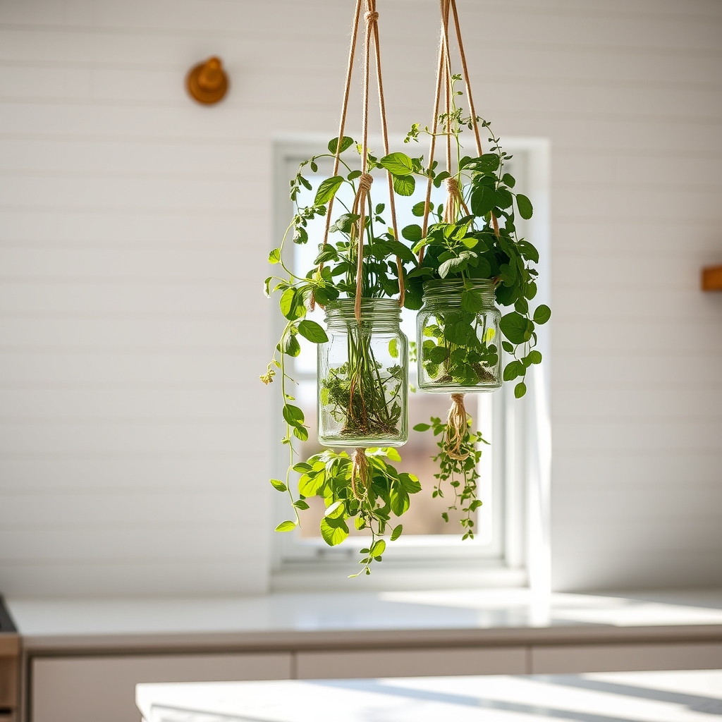 suspended indoor herb garden