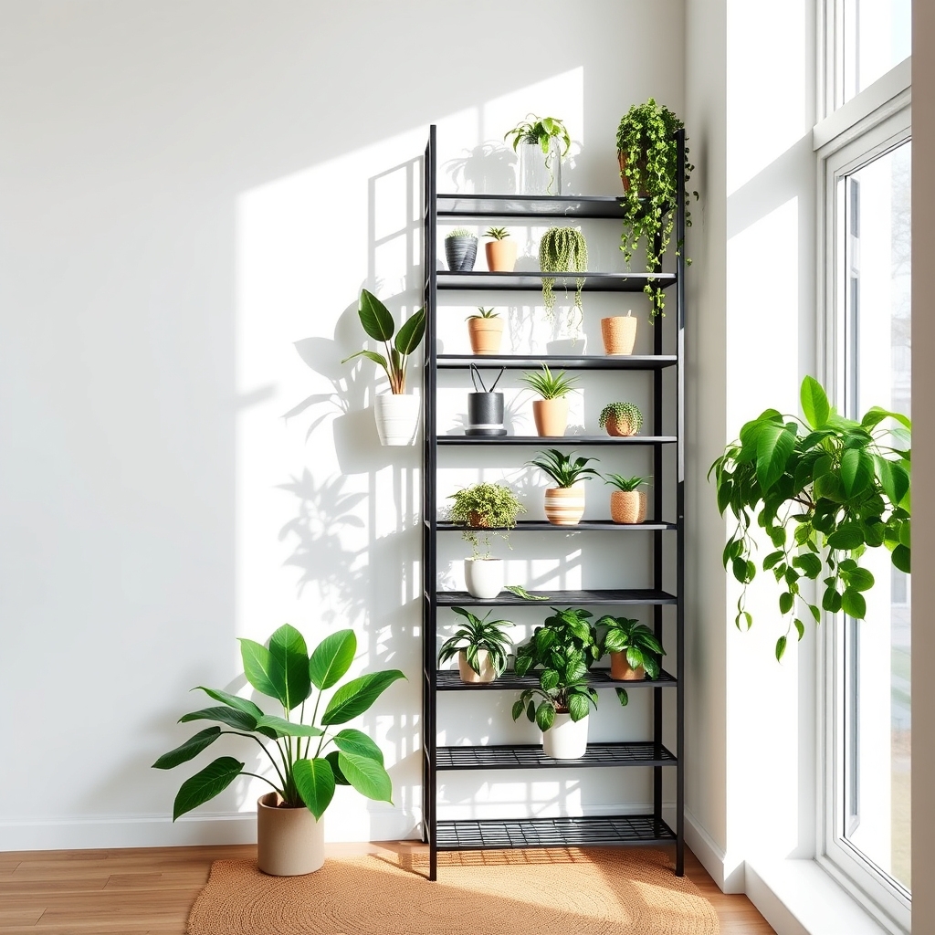 tiered plant display shelves