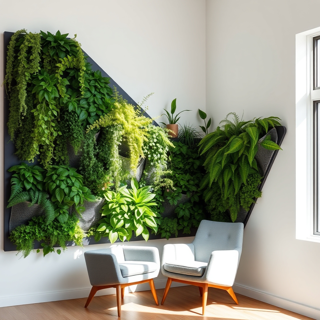 vertical greenery in corners