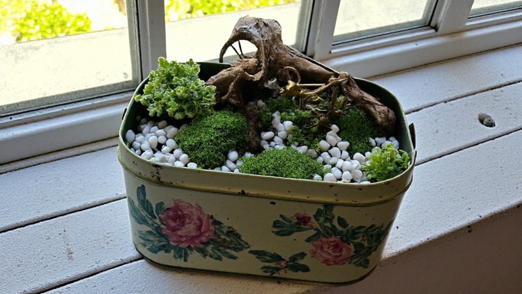 vintage tin miniature garden