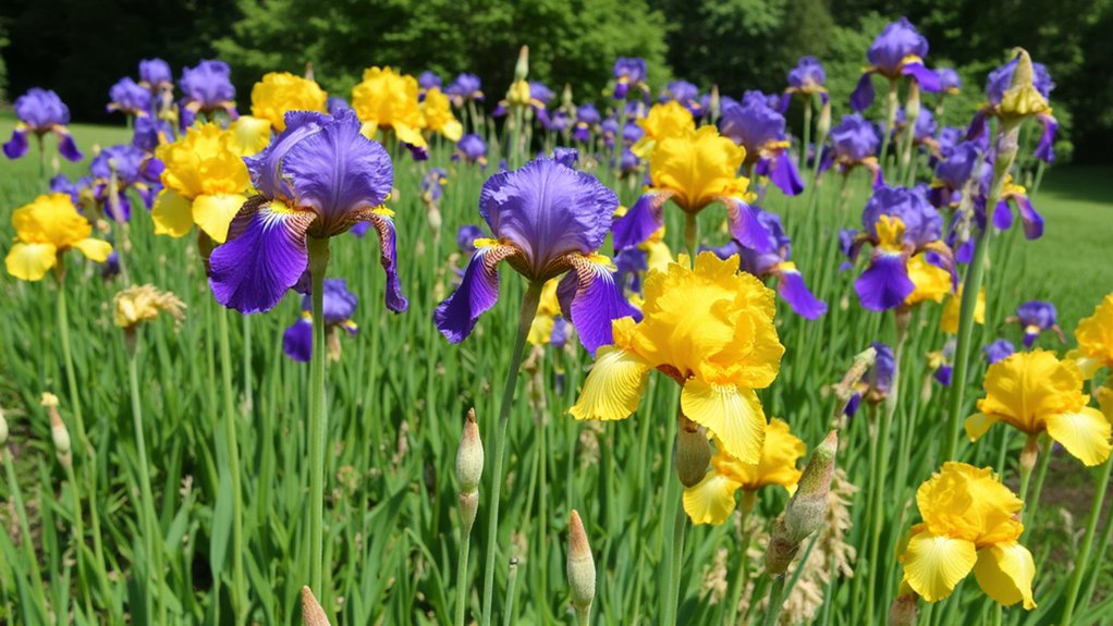 colorful iris garden arrangements