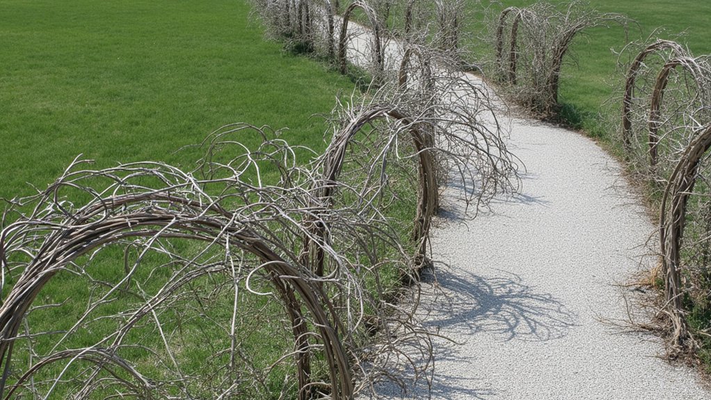 corkscrew willow garden path