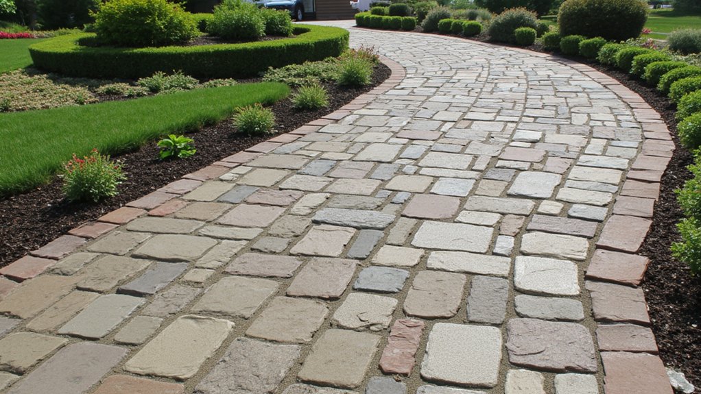 crafting a stone mosaic path