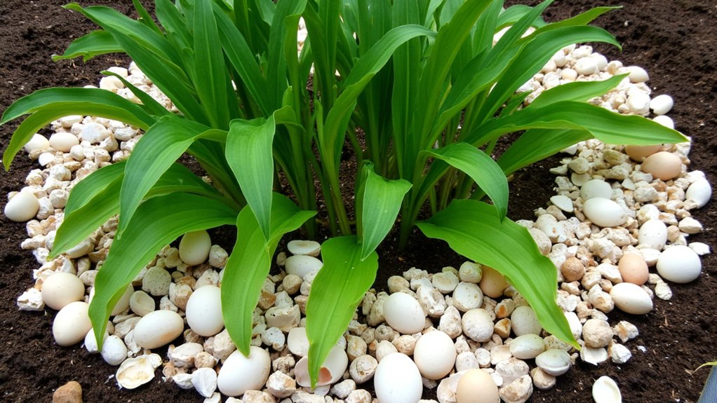 crushed eggshells deter slugs