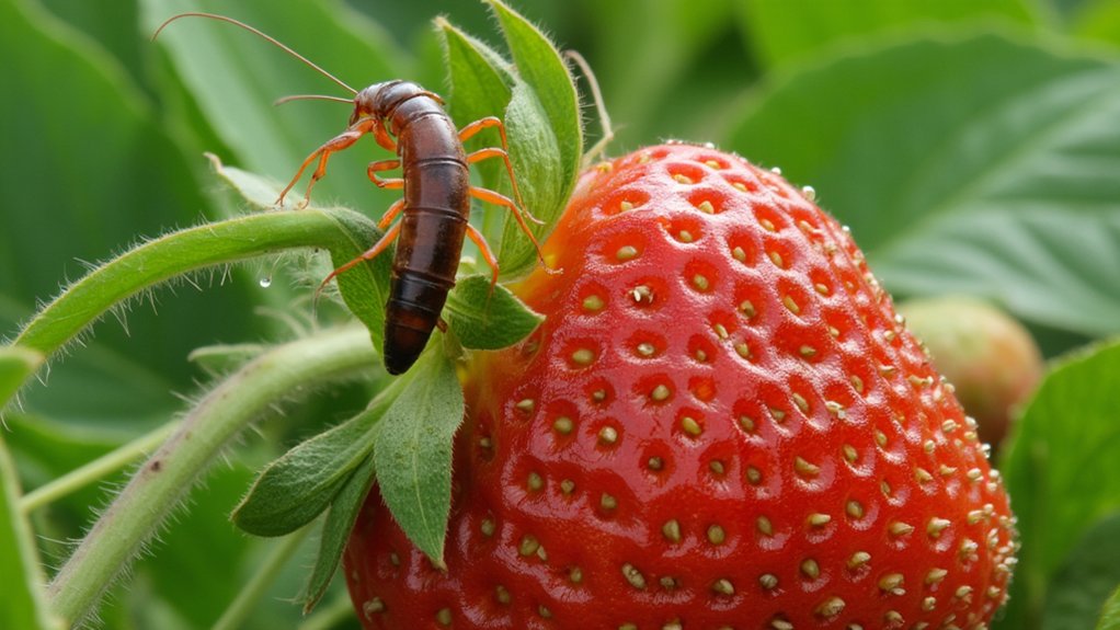 earwig damage to strawberries