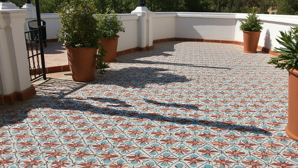 eclectic outdoor tile installation
