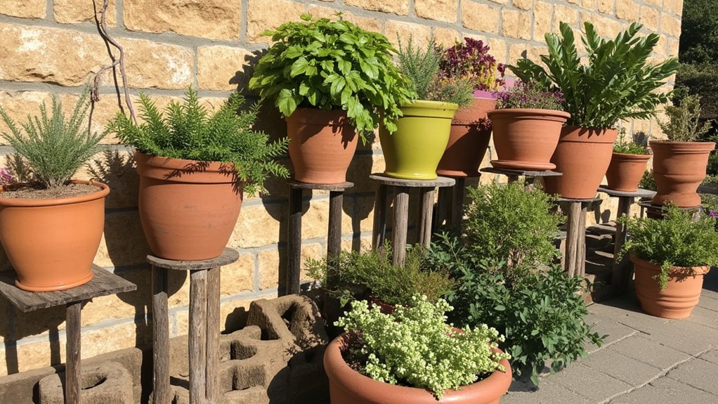 elevate pots for warmth