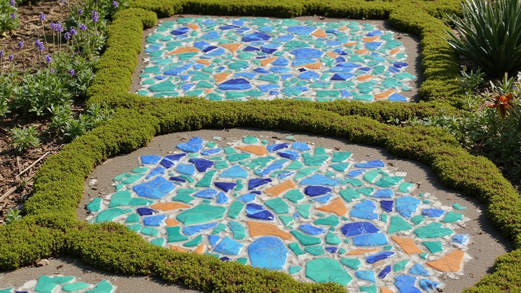 handcrafted mosaic garden stones