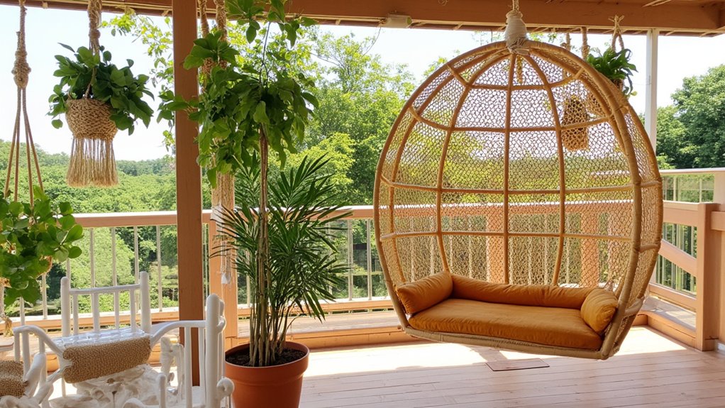handwoven rattan swing chair