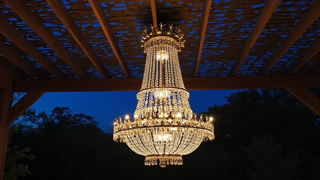 hanging garden chandelier installation