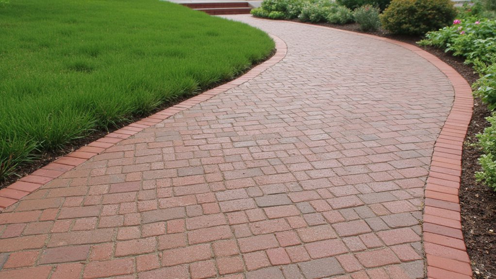 herringbone brick path installation