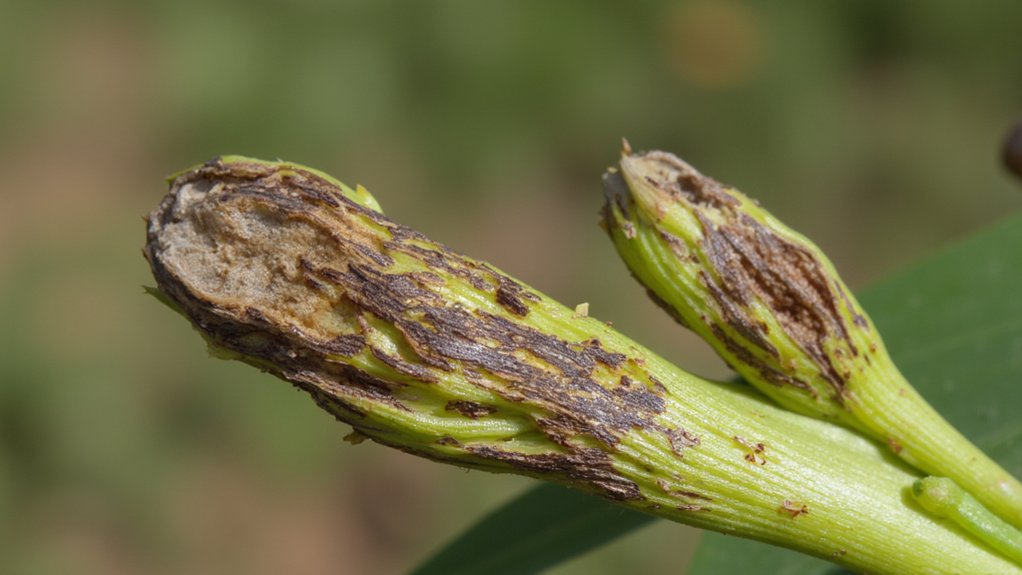 inspect stems for discoloration