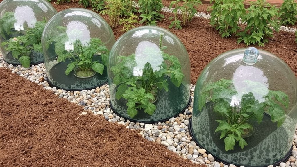 installing protective plant cloches