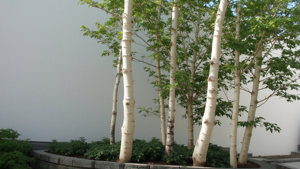 minimalist birch tree clusters