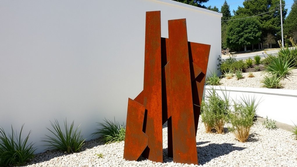 minimalist corten steel sculptures
