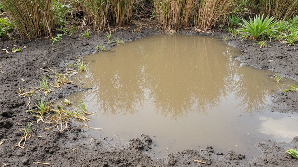 persistent puddles indicate drainage issues