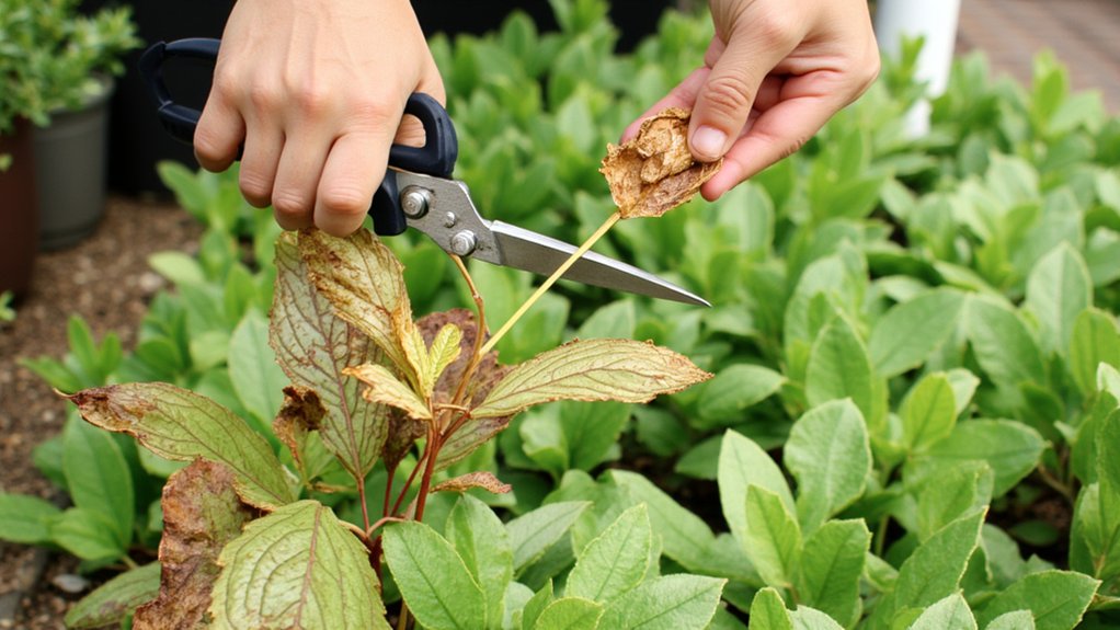 prune dead leaves carefully
