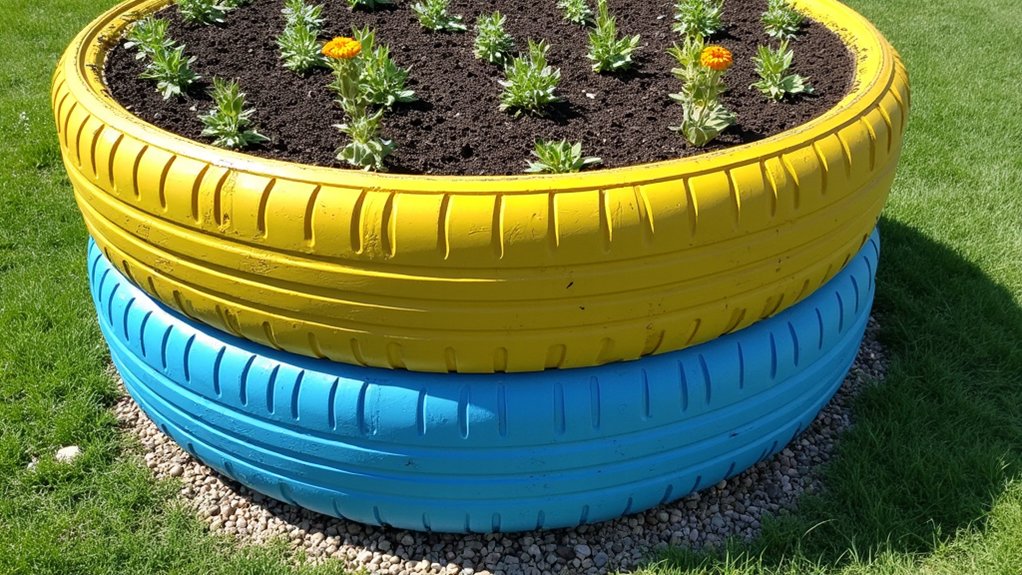 recycled tires for gardening