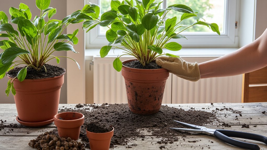 repotting with fresh soil