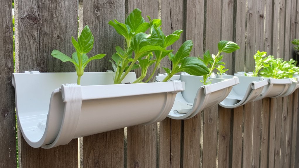 repurposed gutter vertical gardening
