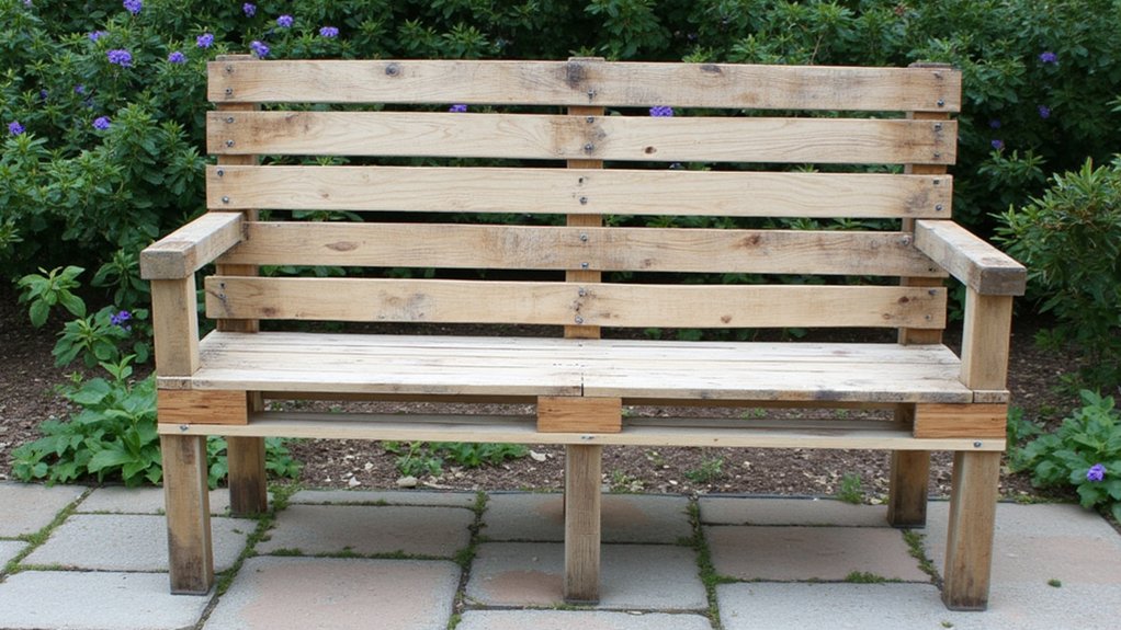 repurposed pallet garden bench