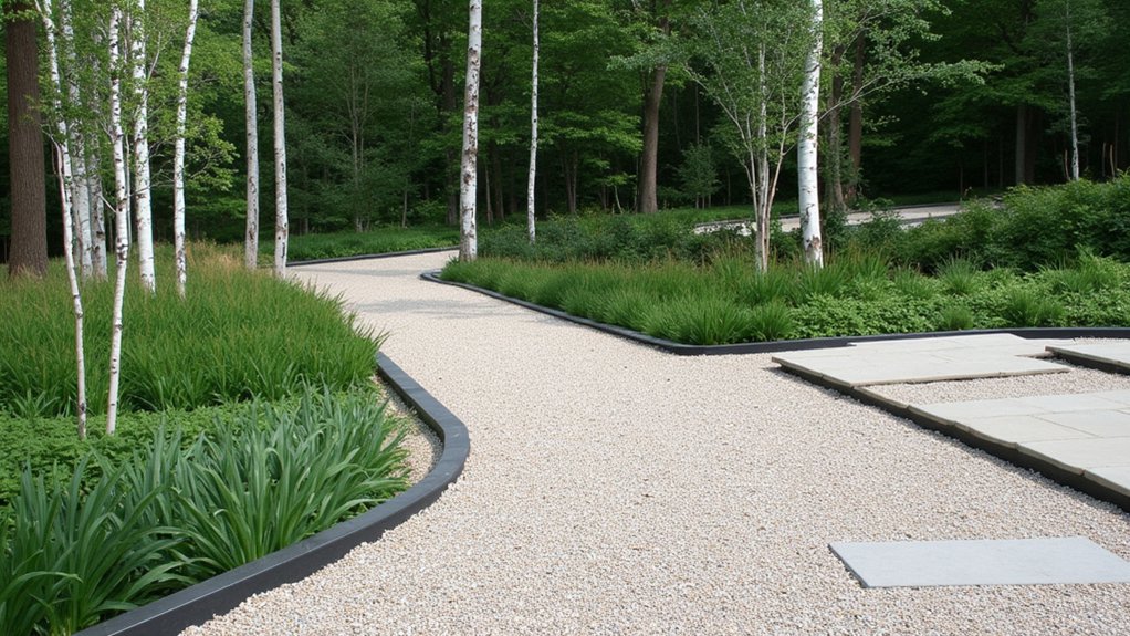 sleek minimalist gravel pathways